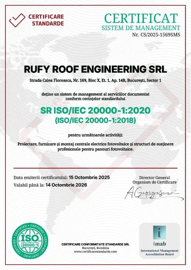 Certificat ISO 200001 RUFY ROOF ENGINEERING