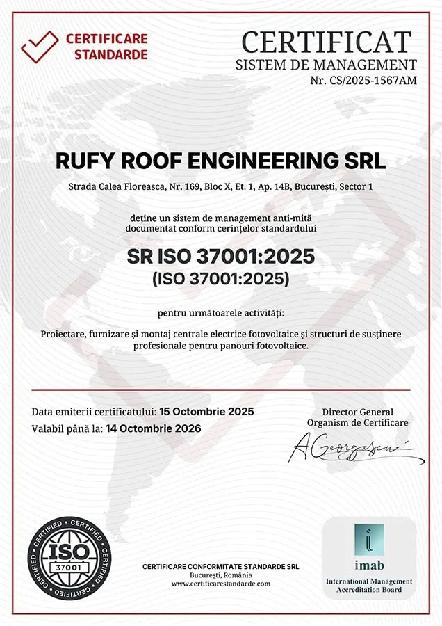 Certificat ISO 37001 RUFY ROOF ENGINEERING
