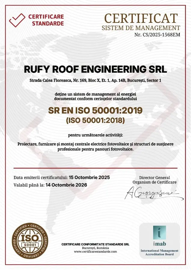 Certificat ISO 50001 RUFY ROOF ENGINEERING